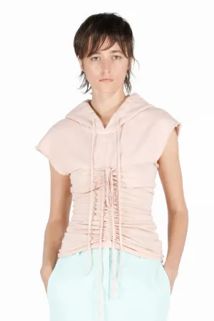 Ruched Cotton Hoodie