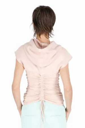 Ruched Cotton Hoodie