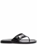 BY FAR Piel thong flip flops - Black