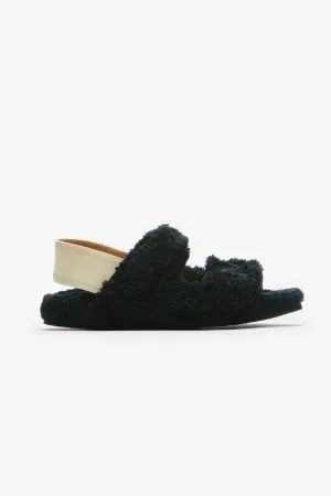Logo-Embroidered Eco-Shearling Sandals
