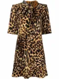 Stella McCartney chain-embellished neck leopard print dress - Neutrals