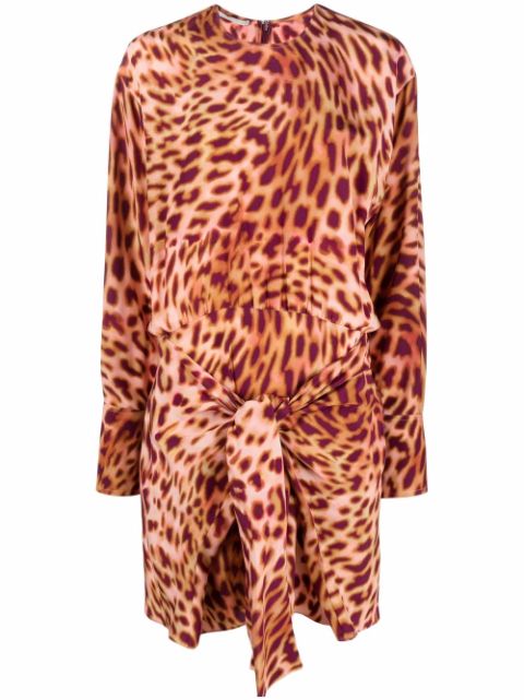 Stella McCartney cheetah print knotted mini dress Women