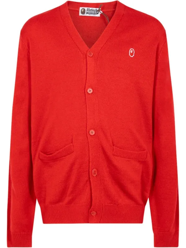 A BATHING APE® x Kid Cudi logo-patch Cardigan | Red | FARFETCH