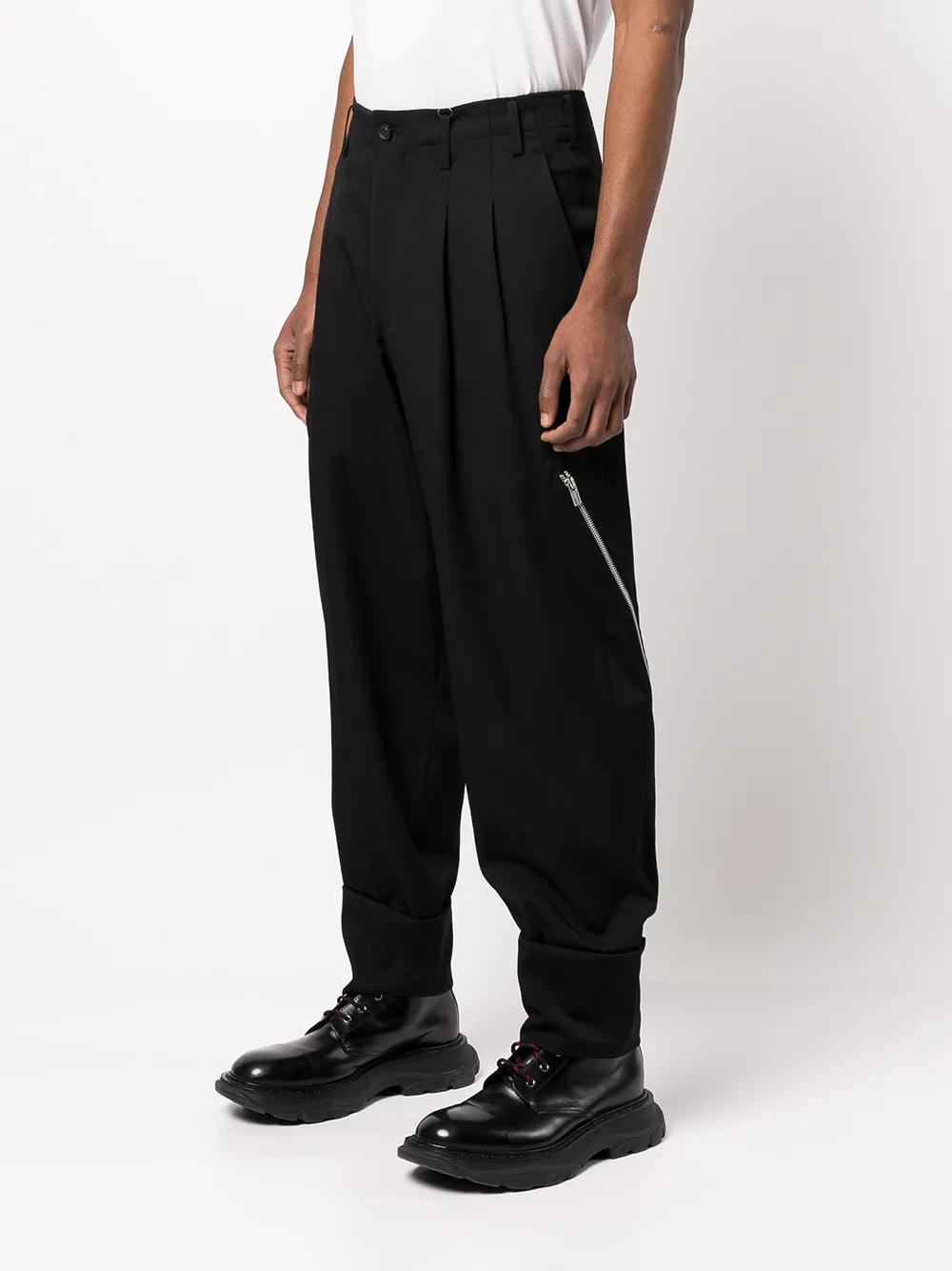 Pantalon Court Homme YOHJI YAMAMOTO - Noir, Jambes Larges, Poignets - Taille S - NEUF
