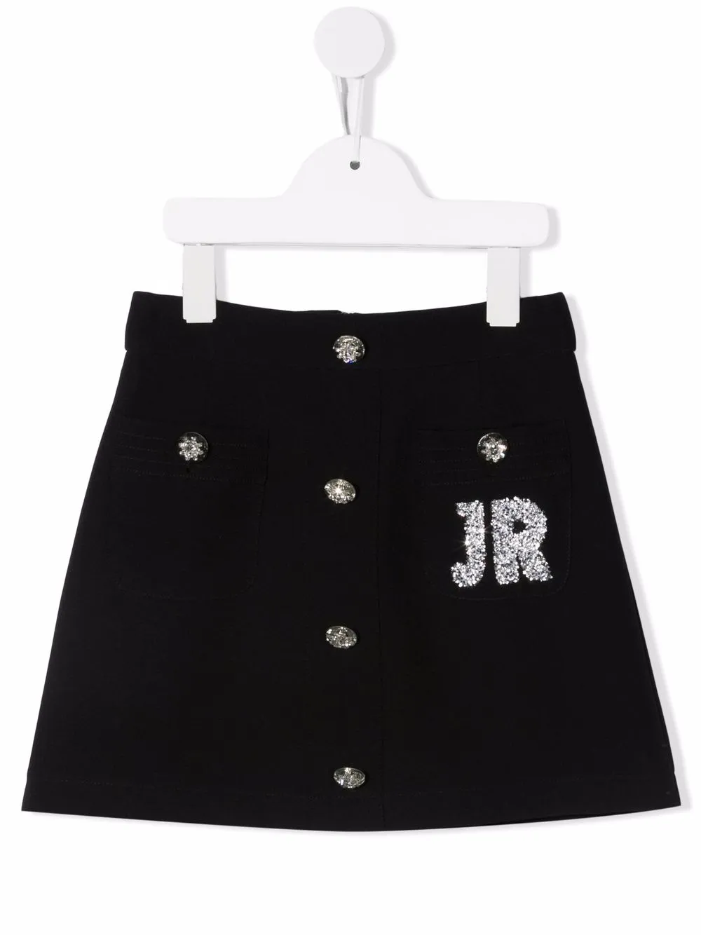 

John Richmond Junior falda midi con logo bordado con lentejuelas - Negro