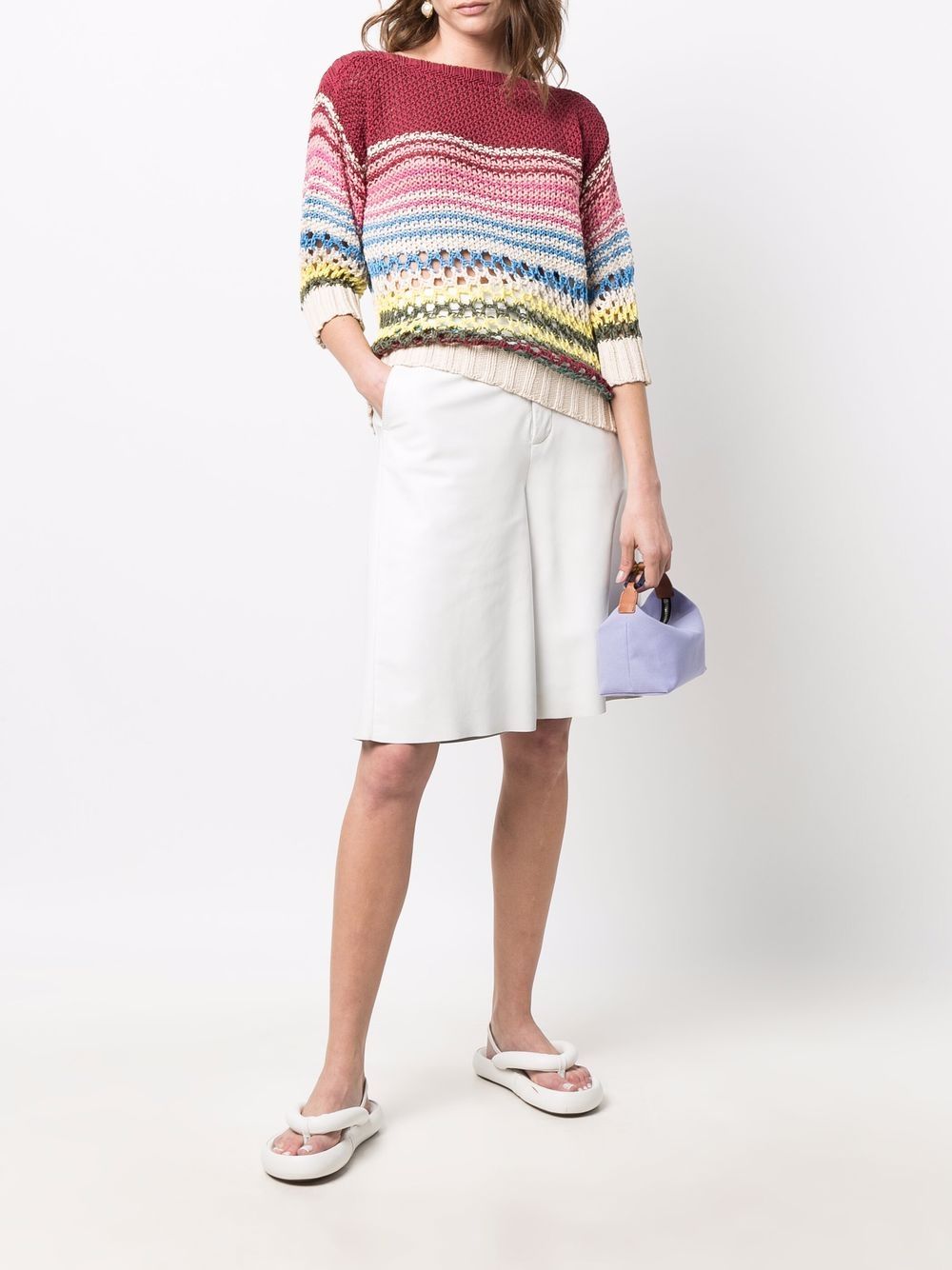 фото Red valentino stripe-pattern open-knit top