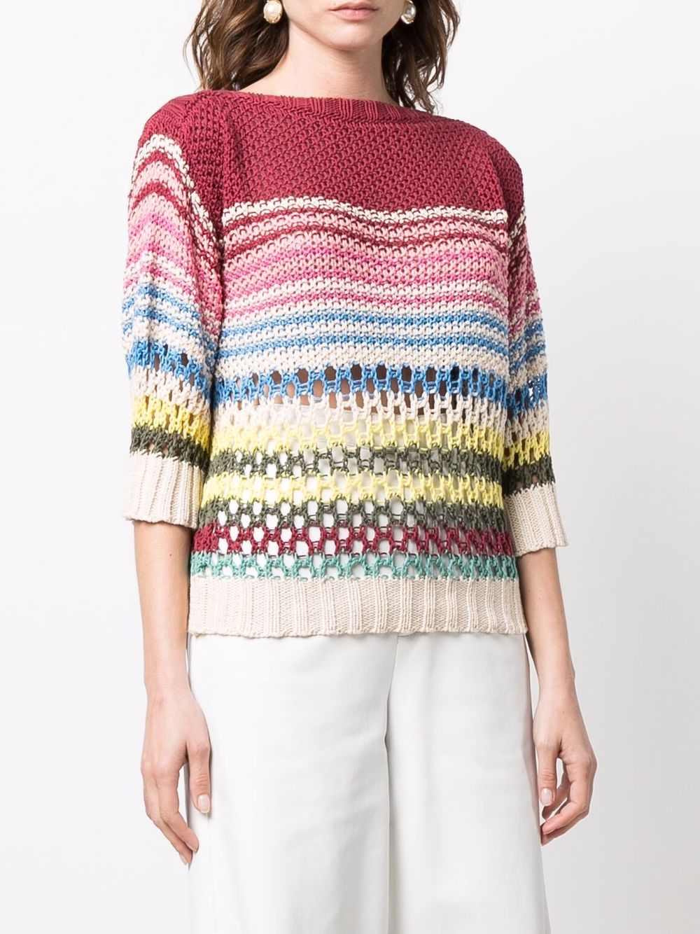 фото Red valentino stripe-pattern open-knit top