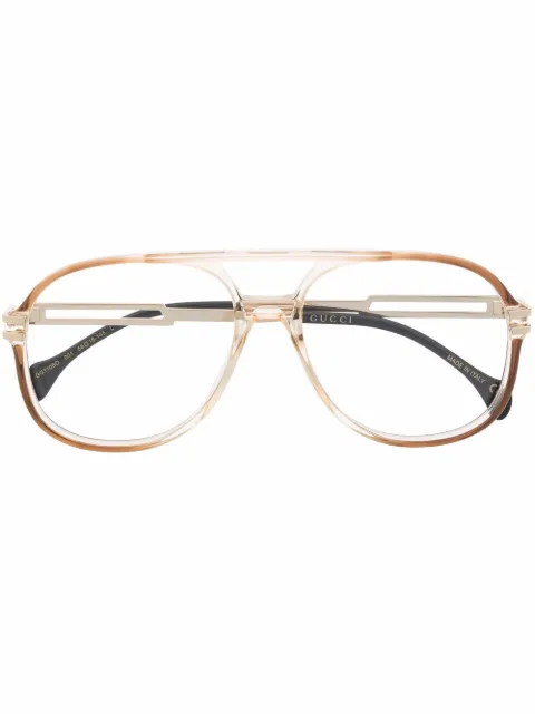 Gucci Eyewear - double-bridge pilot glasses