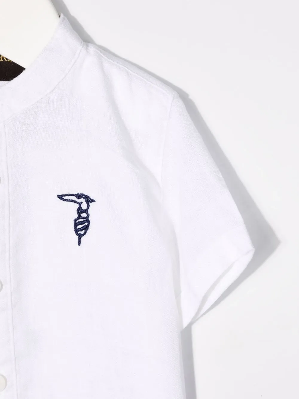 фото Trussardi junior льняная рубашка с вышитым логотипом