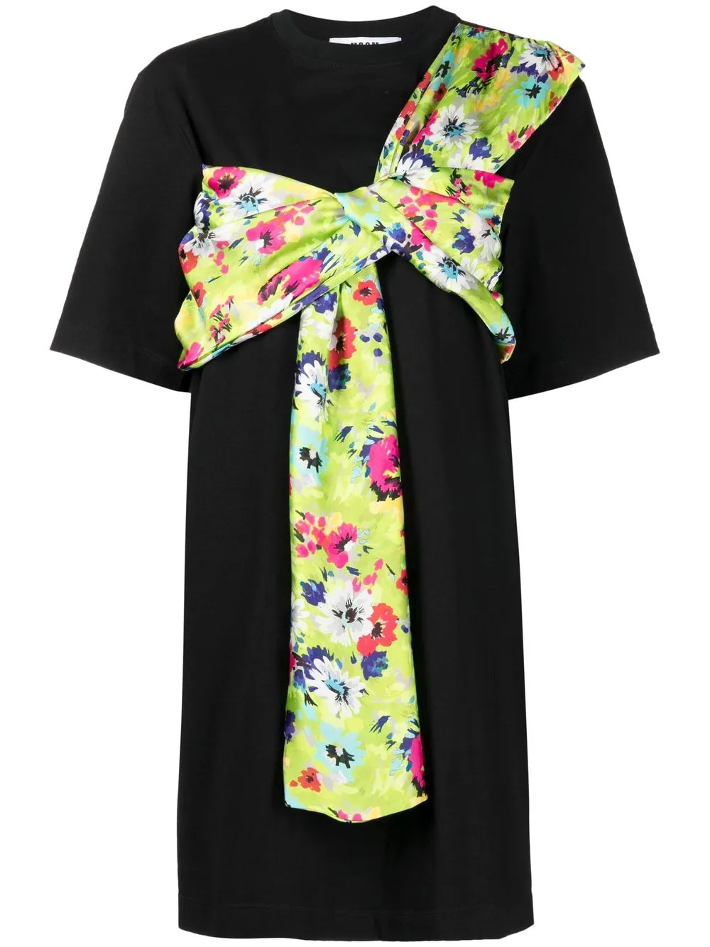 

MSGM vestido estilo playera con detalle de pañuelo - Negro
