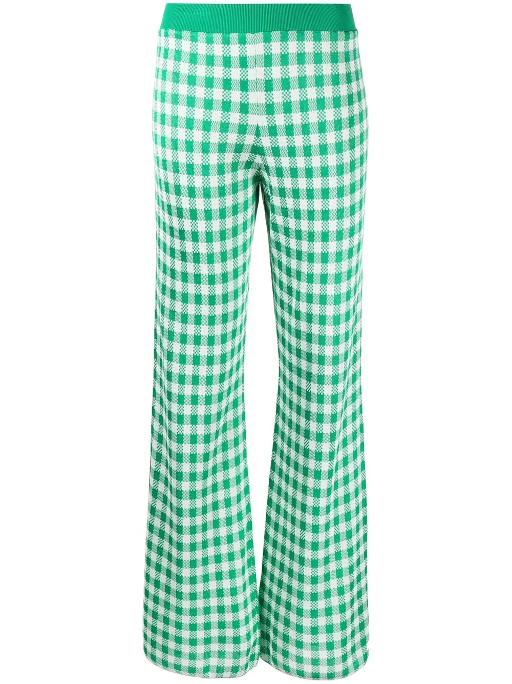 

MSGM pantalones acampanados con motivo cuadros gingham - Verde