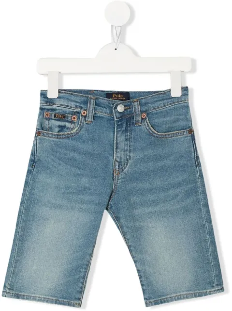 Ralph Lauren Kids شورت جينز بتأثير باهت