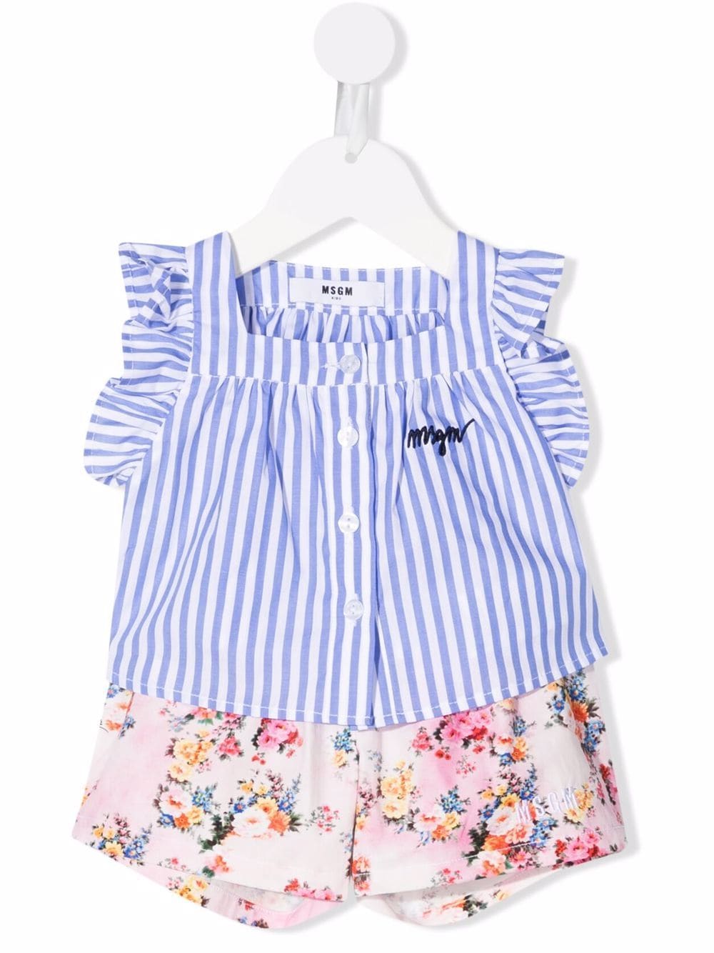 

MSGM Kids set de shorts y camisa con varios estampados - Azul