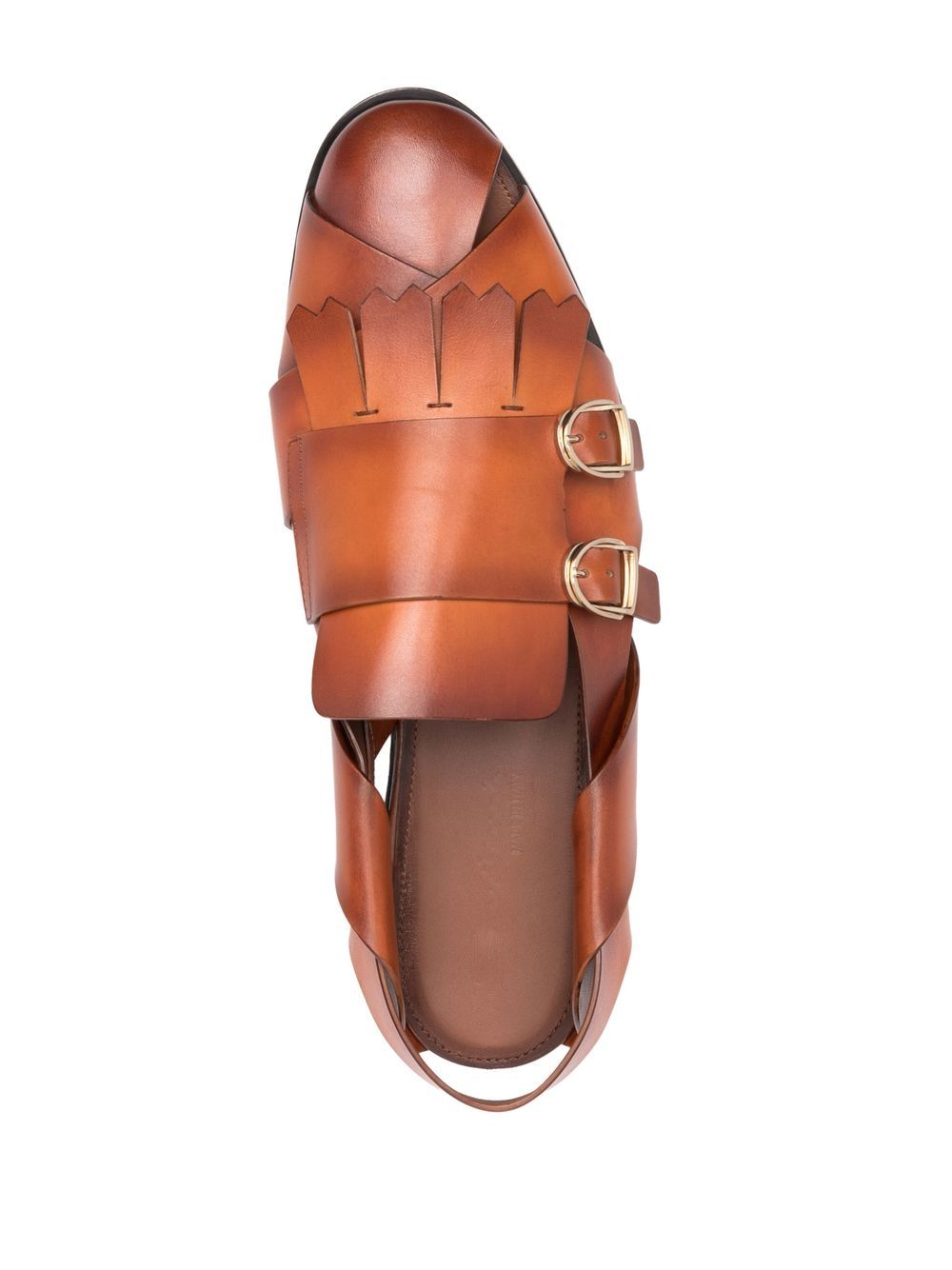 Shop Santoni Monk Strap Sandals In Braun