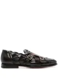 Santoni double-monk strap woven shoes - Brown