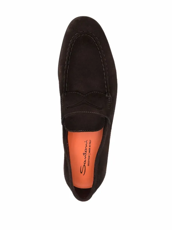 ローファー・オックスフォード SANTONI BROWN SUEDE LOAFERS Santoni - Easy Brown Suede Loafer | Mitchell Stores