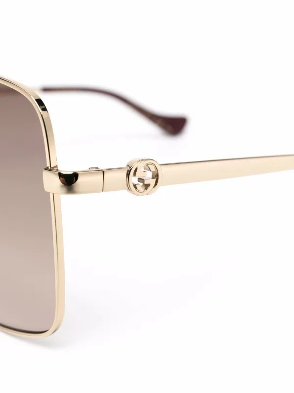 Gucci Eyewear Oversized square frame Sunglasses Gold FARFETCH AE