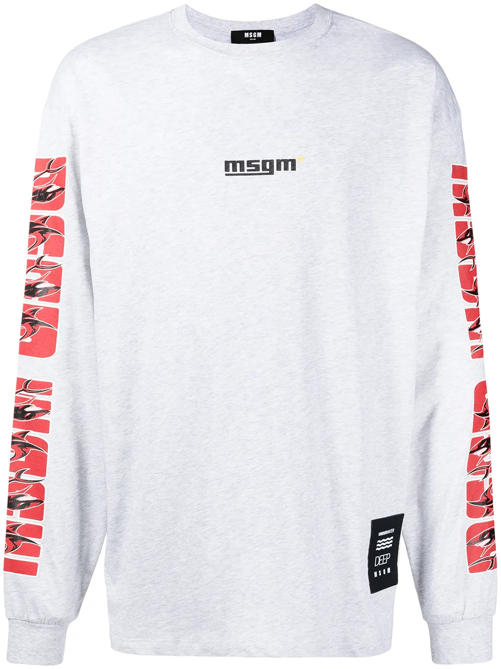 MSGM playera manga larga con logo estampado - Gris