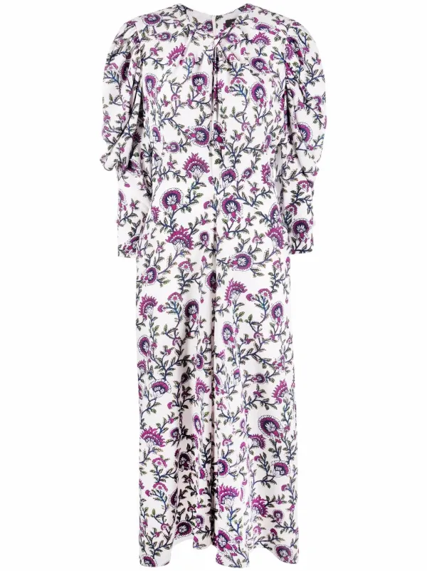 printed ruffle bib midi dress Women's Light blue/floral Flounced Strappy Dress