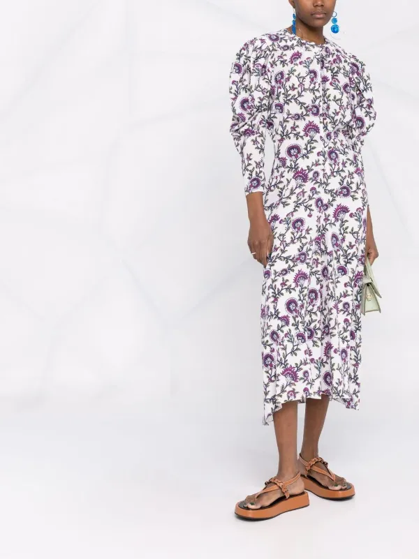 ISABEL MARANT floral-print Silk Midi Dress | White | FARFETCH JO