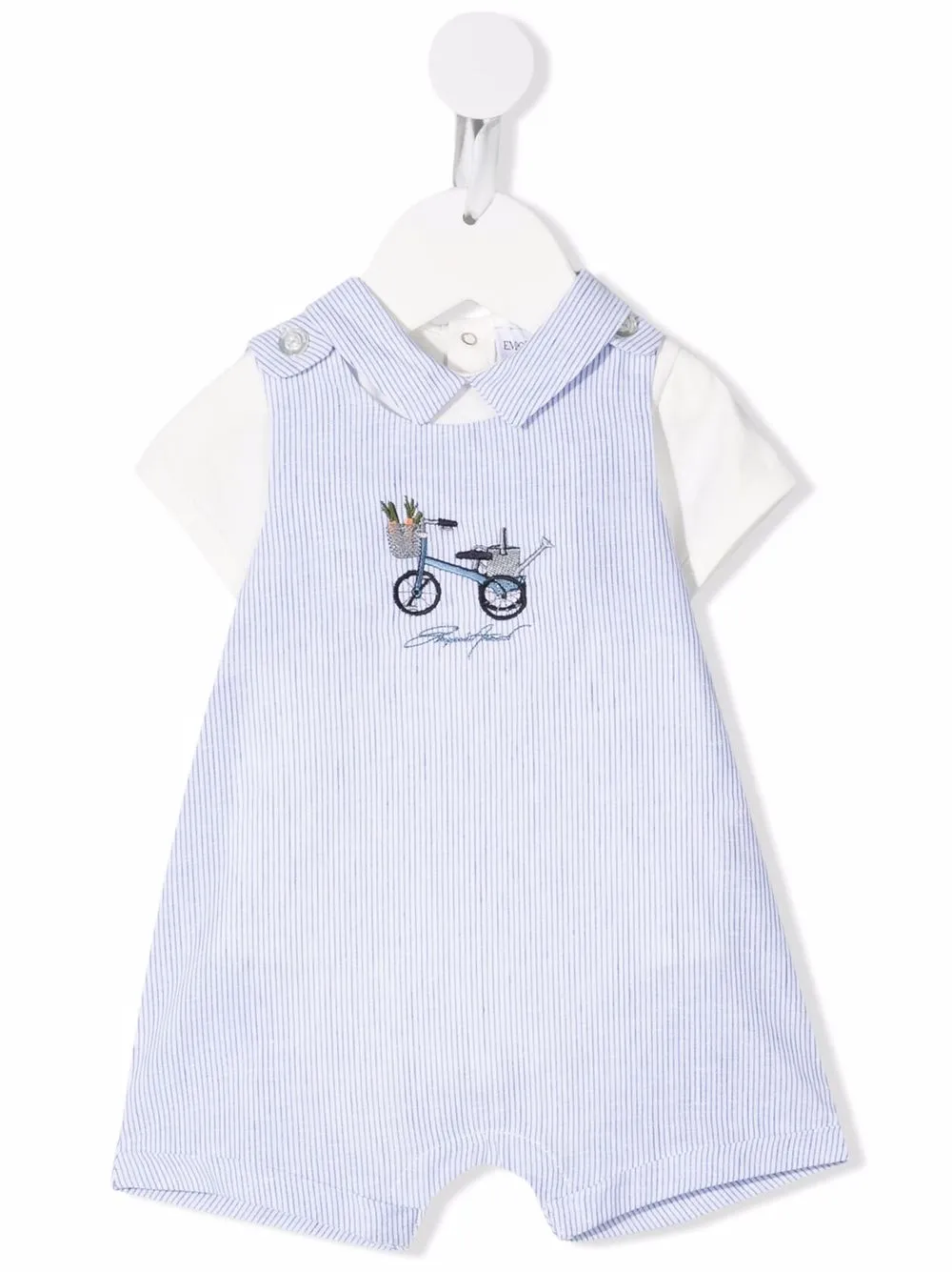 

Emporio Armani Kids romper bordado con rayas estampadas - Azul