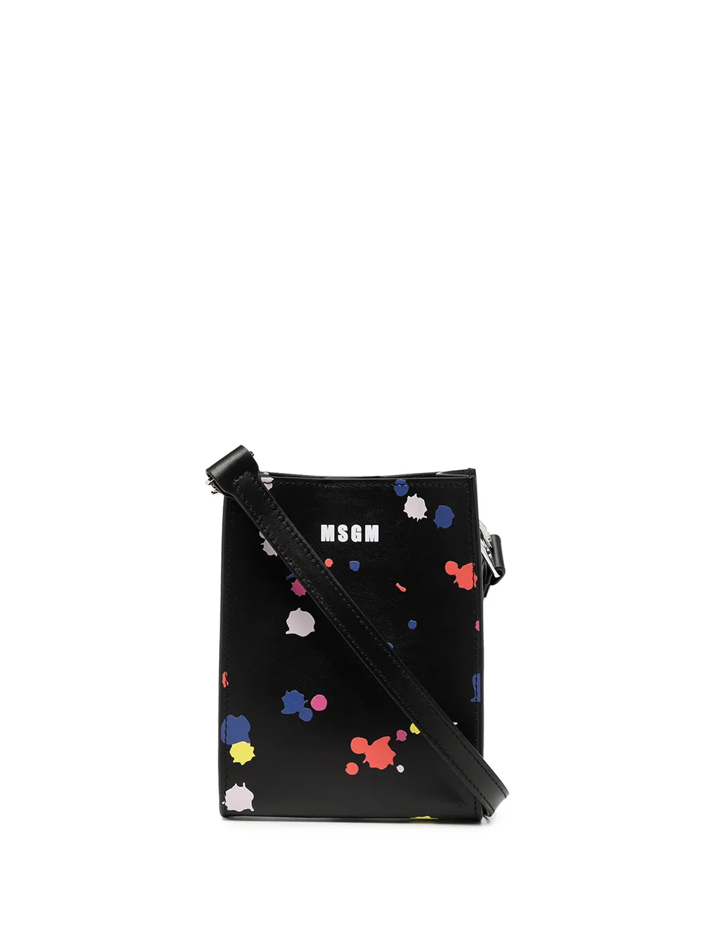 

MSGM paint-splatter calfskin crossbody bag - Black