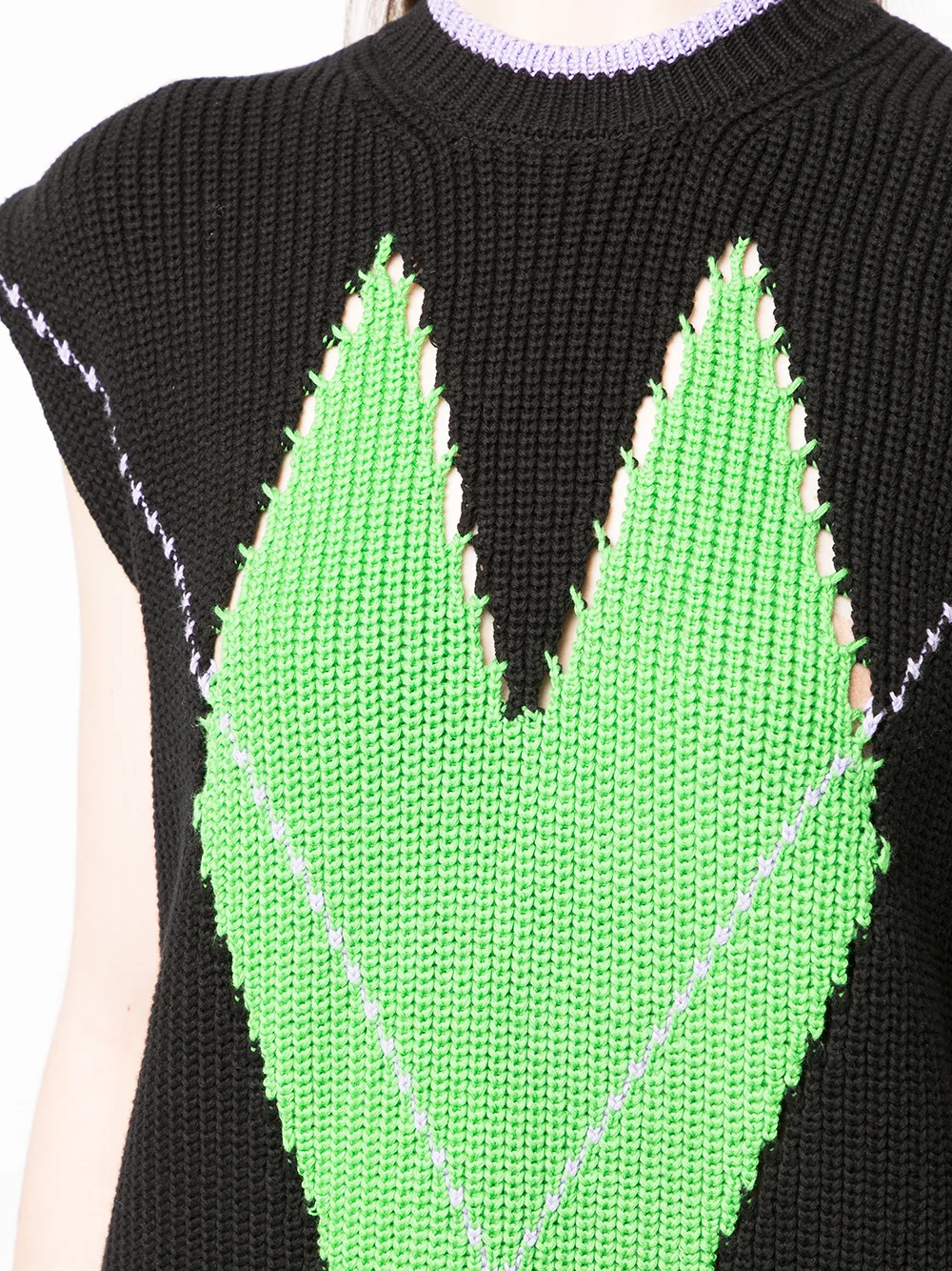 MSGM capsleeve Heart Knit Top Farfetch