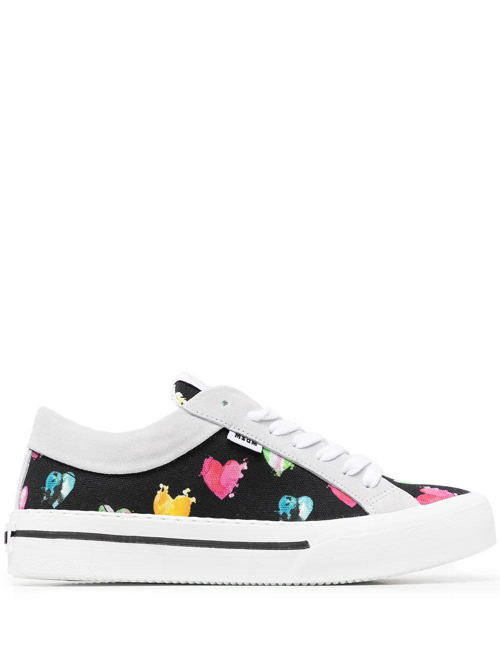 

MSGM tenis con corazones estampados - Negro