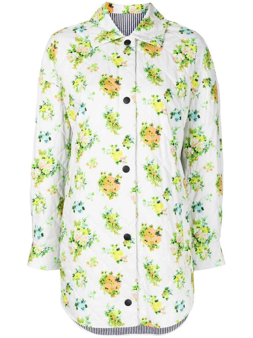 

MSGM floral-print button-up quilted jacket - White