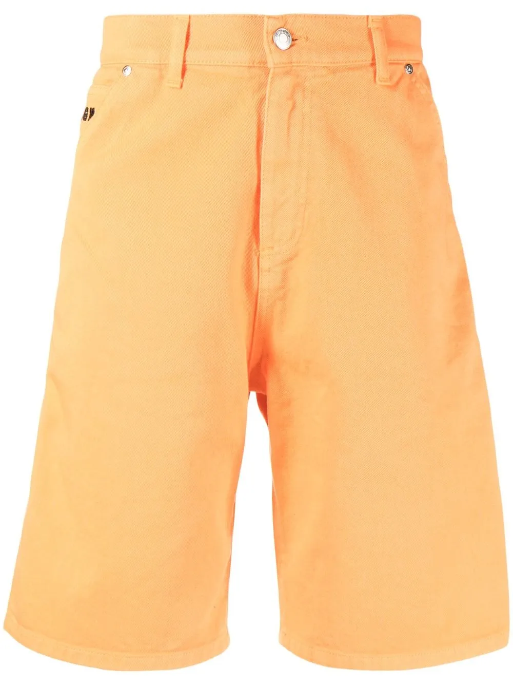 

MSGM shorts de mezclilla con logo estampado - Naranja