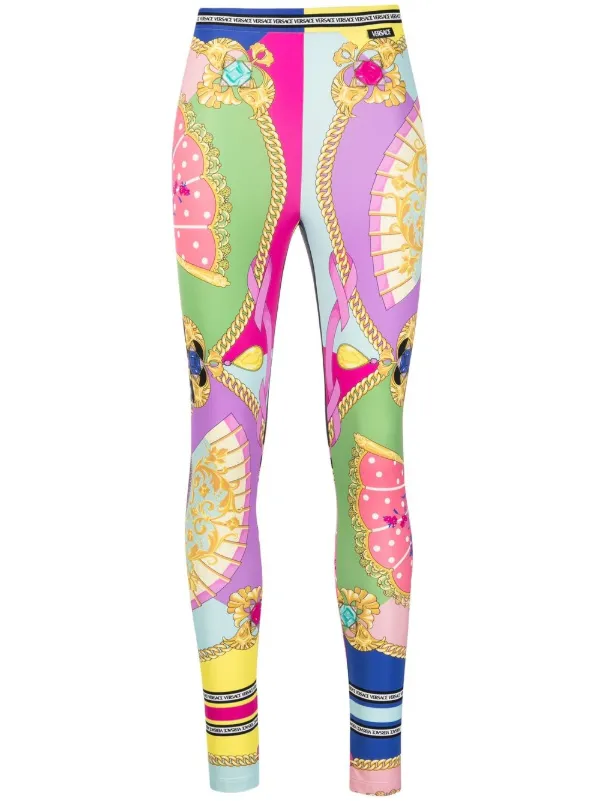 Versace All-over Graphic-print Leggings in Pink