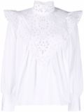 Chloé high-neck broderie anglaise blouse - White