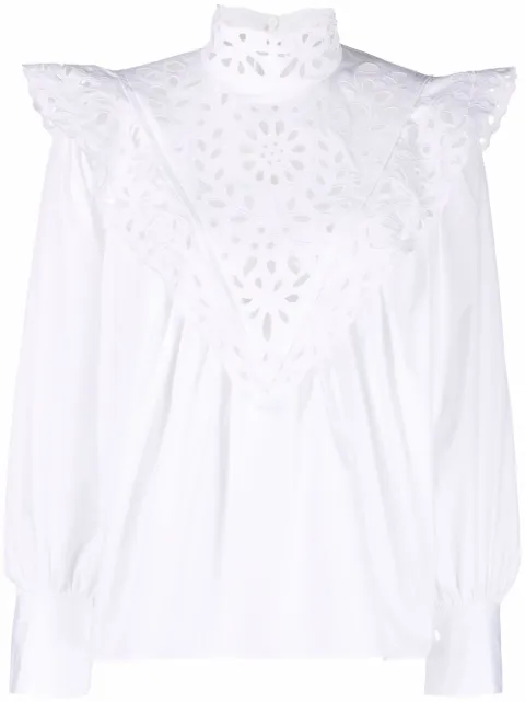 Chloé high-neck broderie anglaise blouse