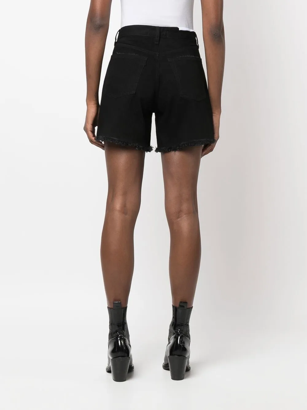 3x1 Rip Detail Black Denim Shorts In Black