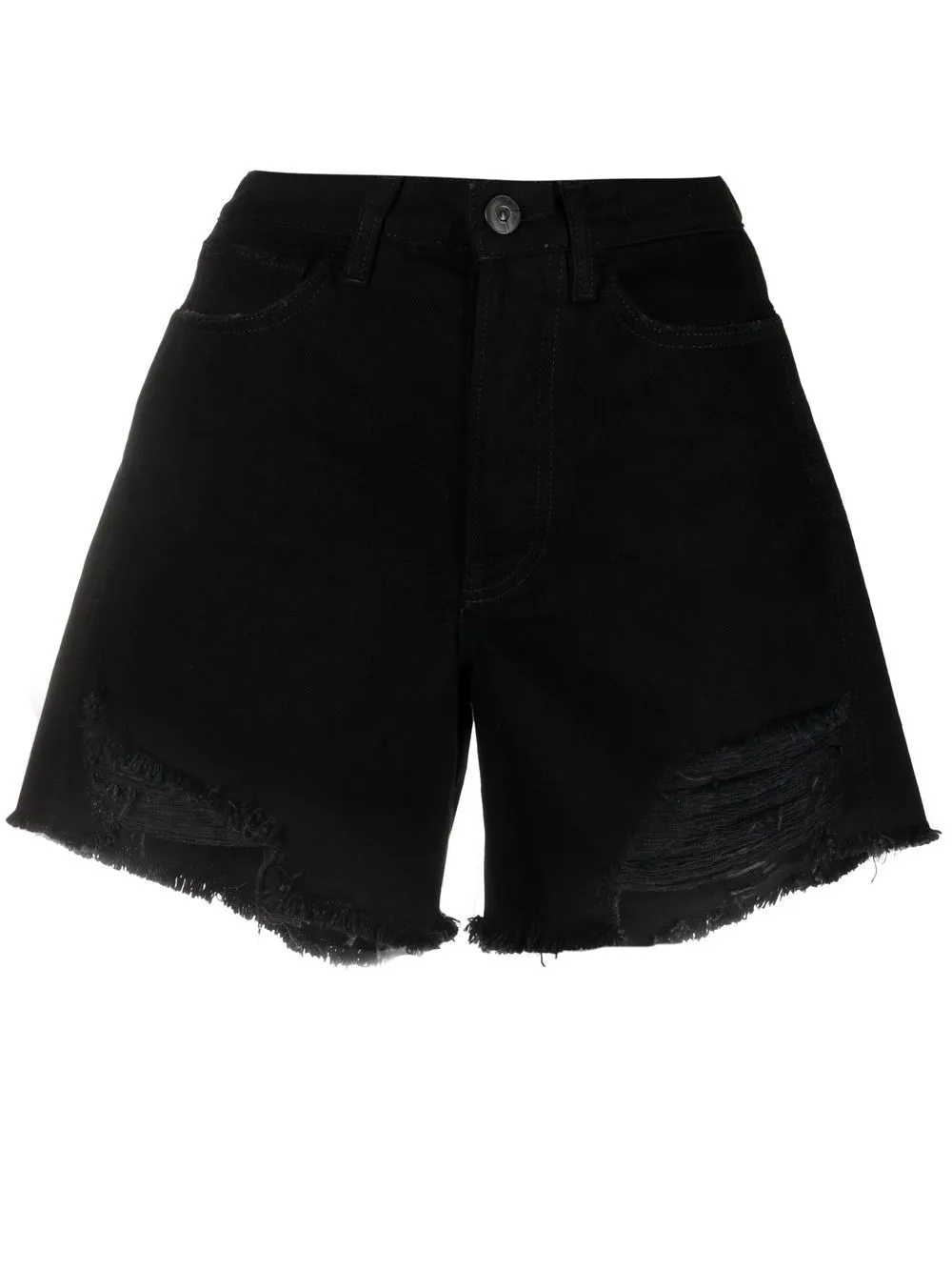 

3x1 shorts de mezclilla con detalles rasgados - Negro