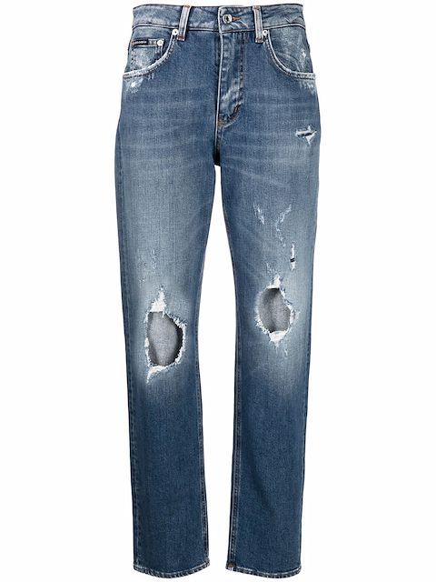 Dolce & Gabbana ripped-detail denim jeans