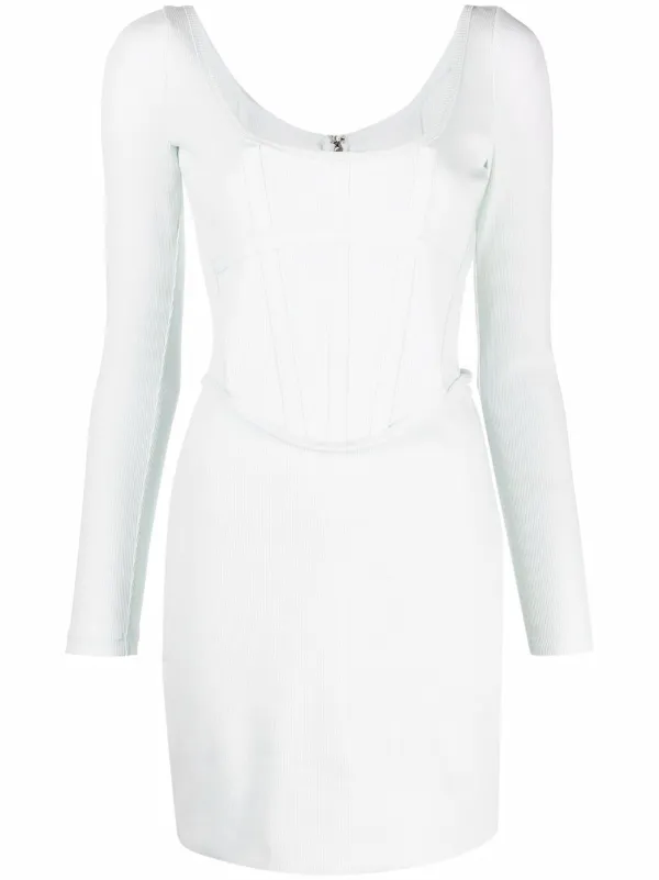 Dion Lee boned-bodice Long-Sleeve Dress - Blue