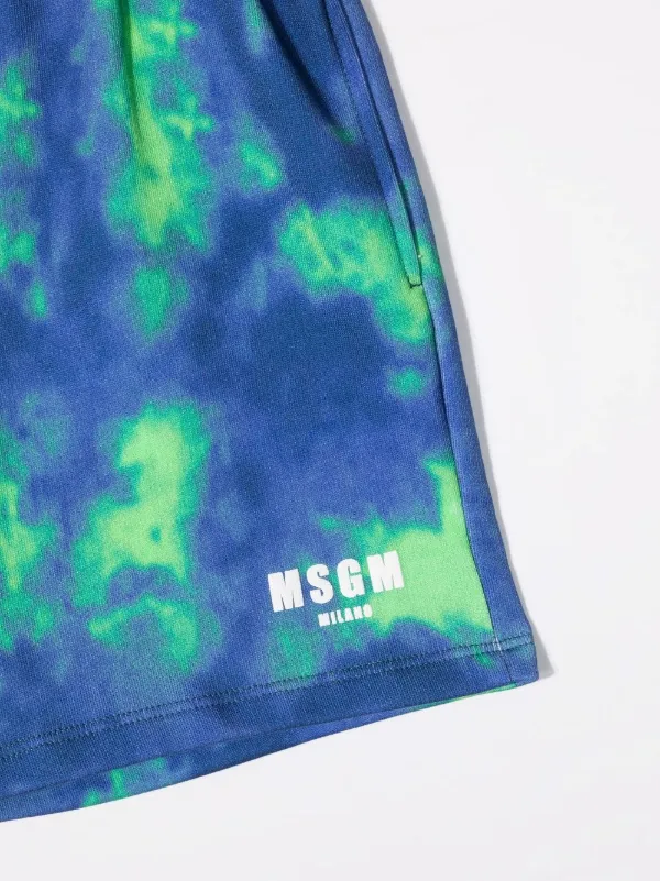 ショーツ MSGM TIE-DYE COTTON SWEAT SHORTS WITH MICRO LOGO PRINT Buy MSGM Green Tie-dye Micro Logo Shorts in Cotton For Men