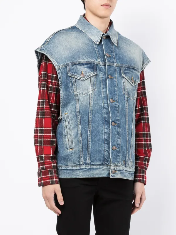 Shop R13 sleeveless denim jacket with 
