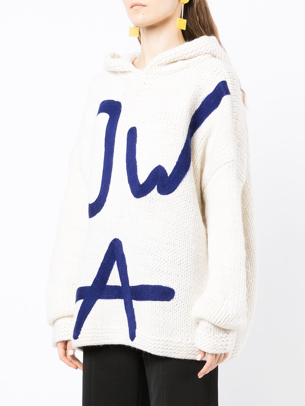 фото Jw anderson logo-knitted merino wool hoodie