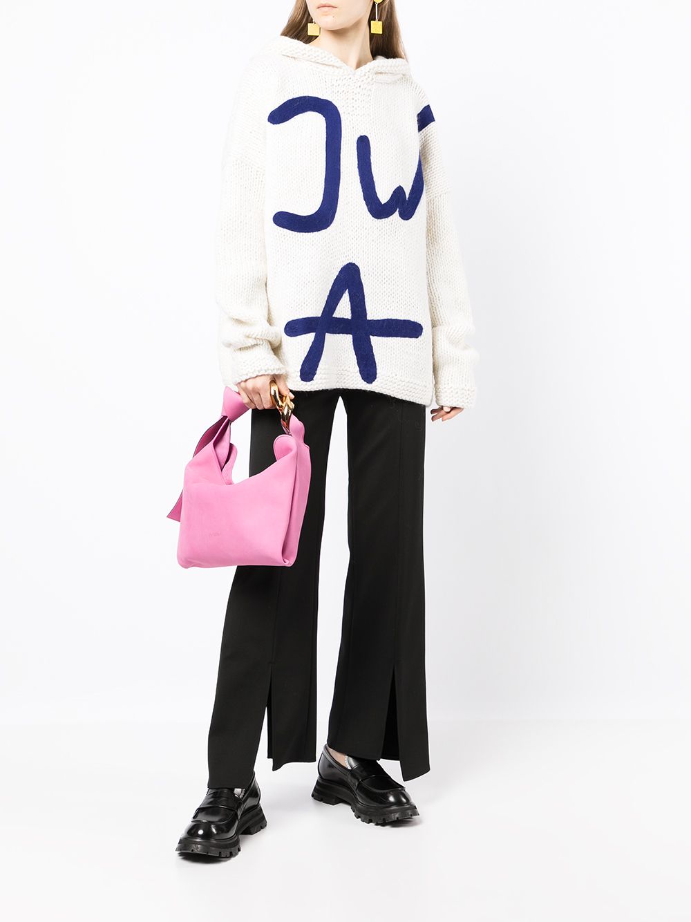 фото Jw anderson logo-knitted merino wool hoodie