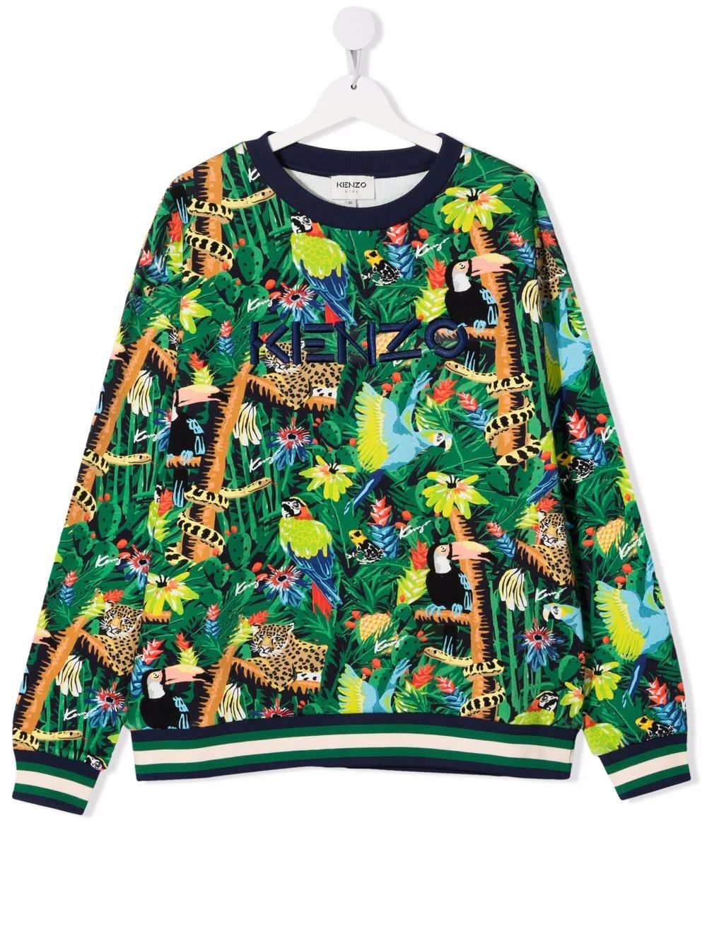 

Kenzo Kids sudadera bordada con estampado tropical - Verde