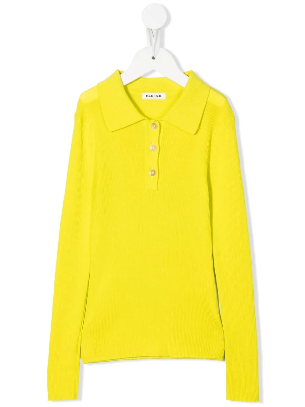 

P.A.R.O.S.H. Cipria ribbed-knit polo top - Yellow