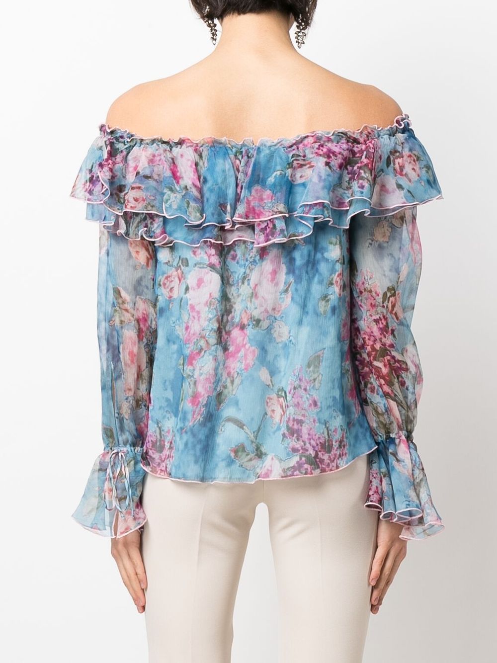 фото Blumarine off-shoulder ruffled floral blouse