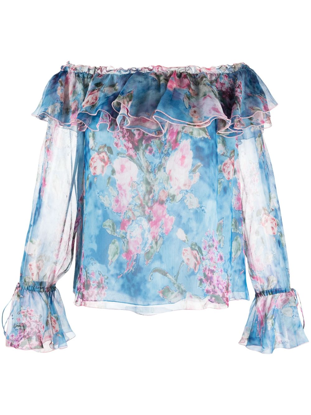 фото Blumarine off-shoulder ruffled floral blouse