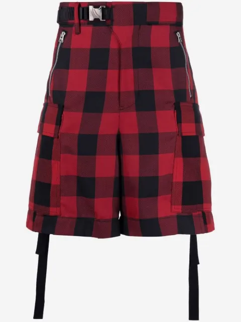 sacai rutiga shorts med bälte