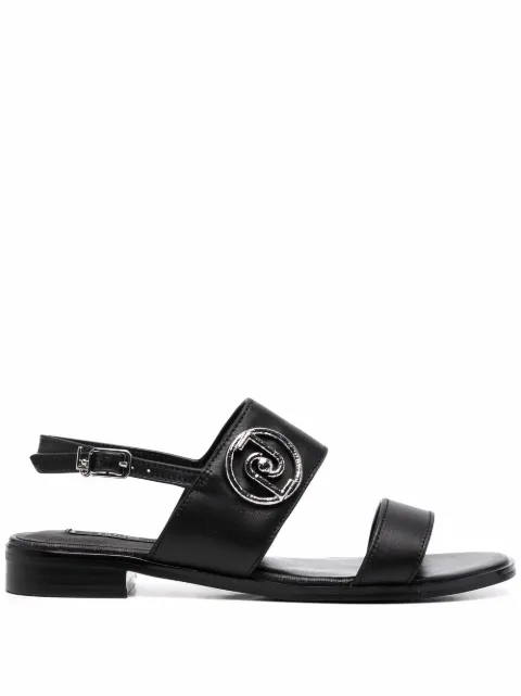 LIU JO women's black/white fabric sandals available in sizes 6-10 (US) ITALY fashion