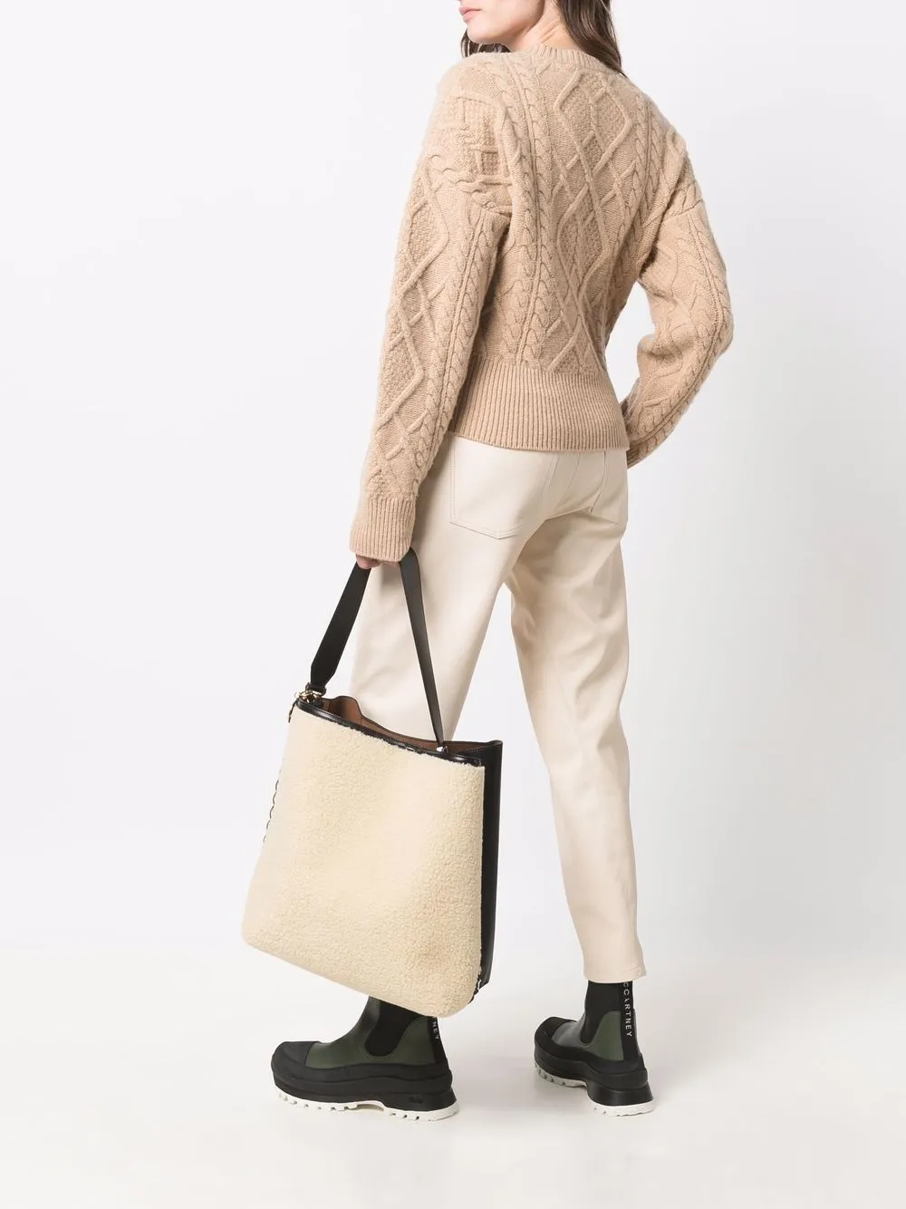 Stella McCartney Shopper van imitatie-lamswol - Wit