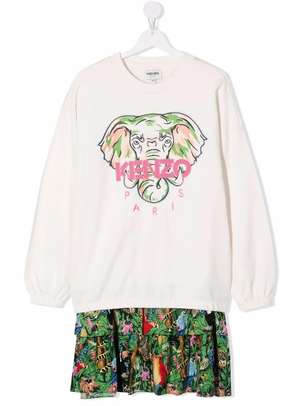 

Kenzo Kids logo-embroidered contrast dress - Neutrals