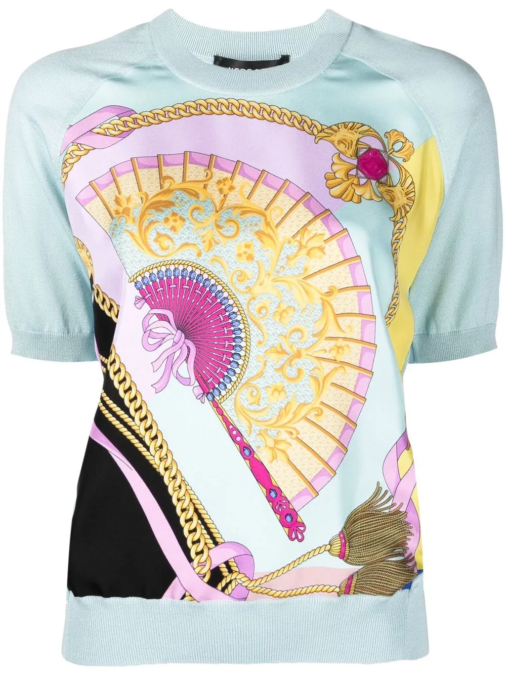 

Versace top tejido manga corta - Azul
